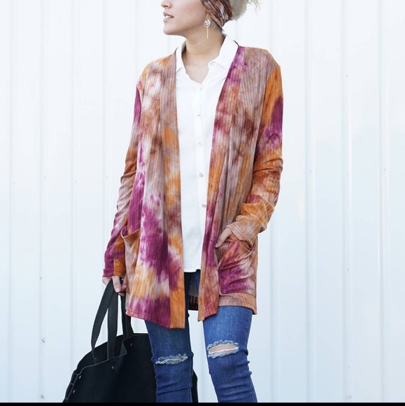 Multi-colored Tie Dye Cardigan - Picture 2 of 2